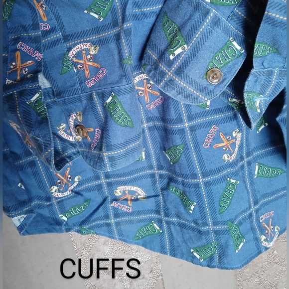 💎 CHAPS Ralph Lauren Men's Shirt Button Down Vintage Baseball Print #0271 - Picture 11 of 12